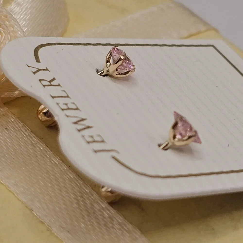 14KT Gold Light Pink Square Screw Back Stud Earrings 3mm